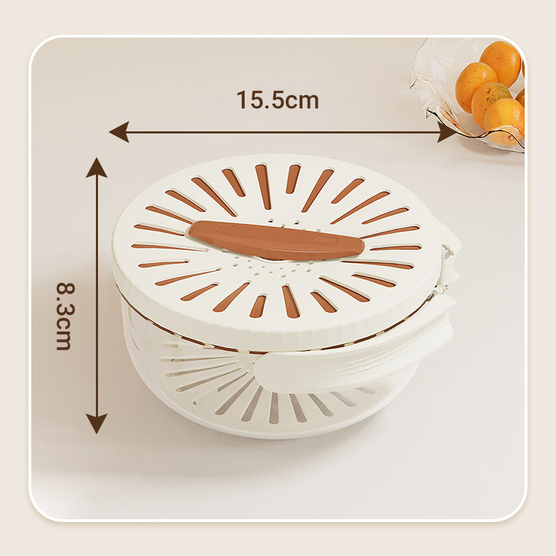 Arenzza multipurpose draining kitchen basket with lid, bright red plastic strainer for rinsing and draining vegetables or fruits.