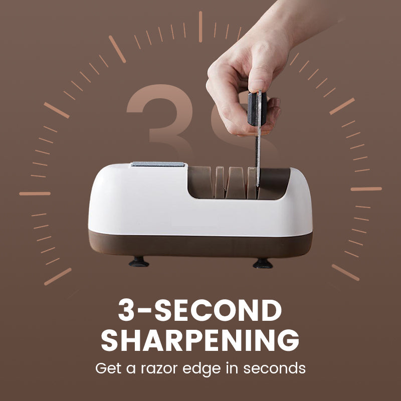 Arenzza professional electric knife sharpener with dual sharpening slots and ergonomic design for kitchen use.