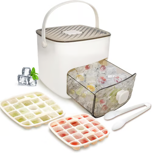 Arenzza ice cube maker with storage container for efficient kitchen ice production and easy access.