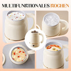 Aarenza multifunctional portable electric cooking mug in kitchen setting showing its compact design and control panel.