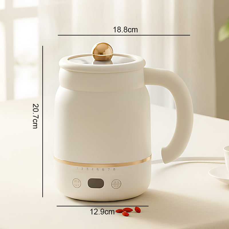 Aarenza multifunctional portable electric cooking mug in a kitchen setting, showcasing its compact design and control panel.