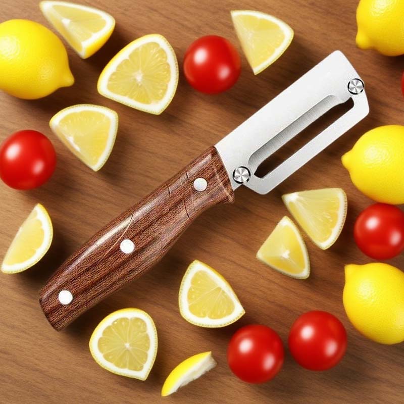 Arenzza multi-functional kitchen peelers with ergonomic handles and various blade attachments for peeling and slicing fruits and vegetables.
