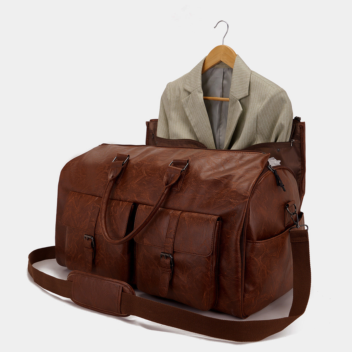 Arenzza 3-in-1 convertible duffle bag with adjustable straps, multiple compartments, and a sleek black design for versatile travel use.