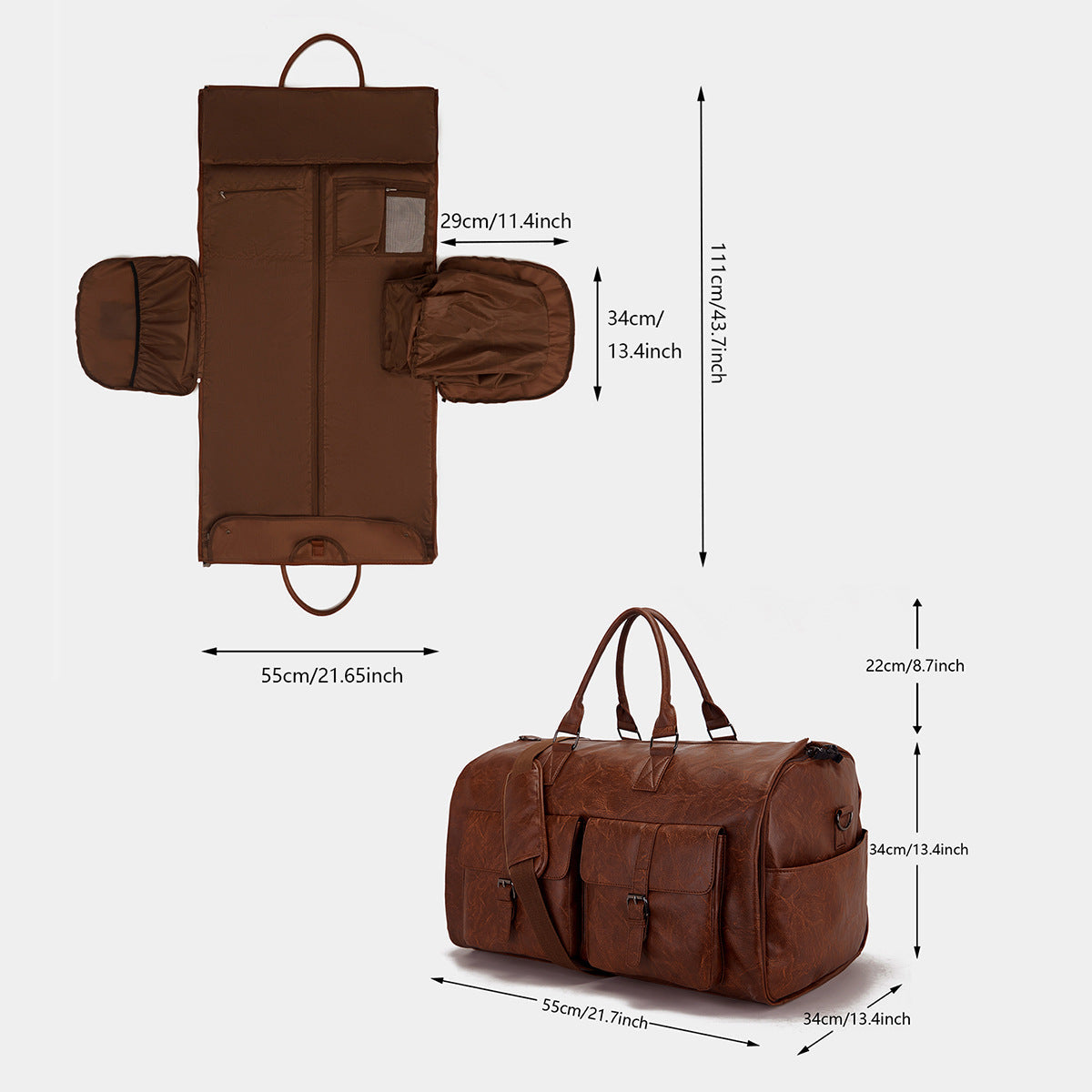 Arenzza 3-in-1 convertible duffle bag with adjustable straps, multiple compartments, and durable fabric for versatile travel use.