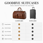 Arenzza 3-in-1 convertible duffle bag with multiple compartments, black fabric, and adjustable straps for versatile travel use.
