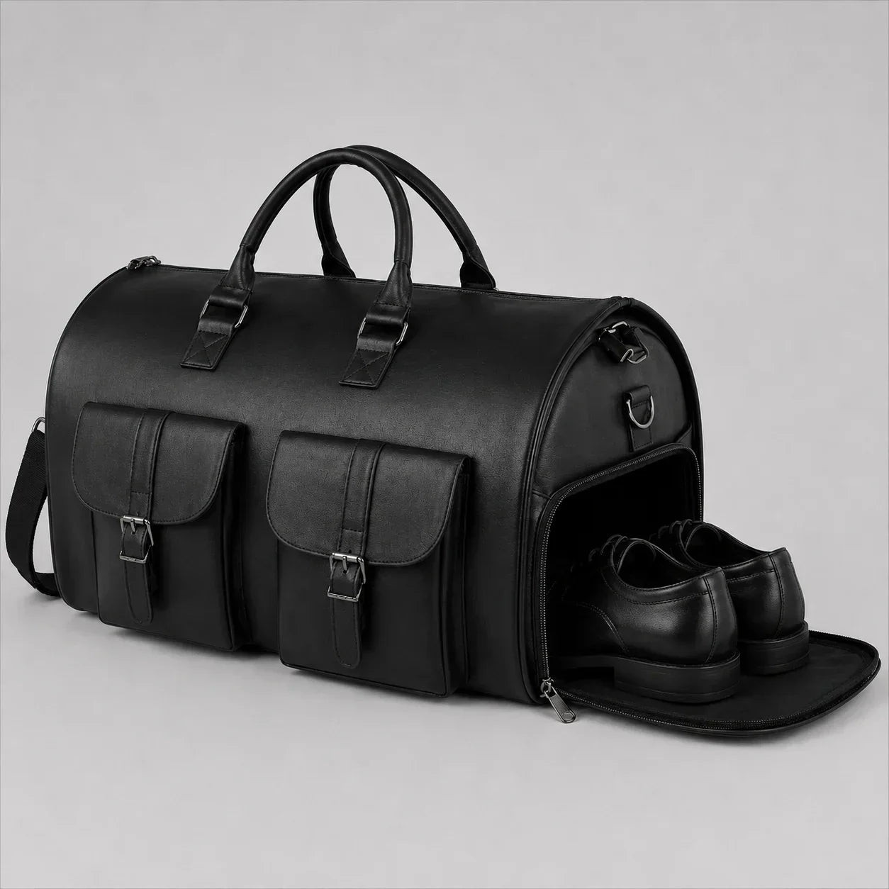 Arenzza 3-in-1 convertible duffle bag with multiple compartments and adjustable straps, designed for versatile travel and storage.