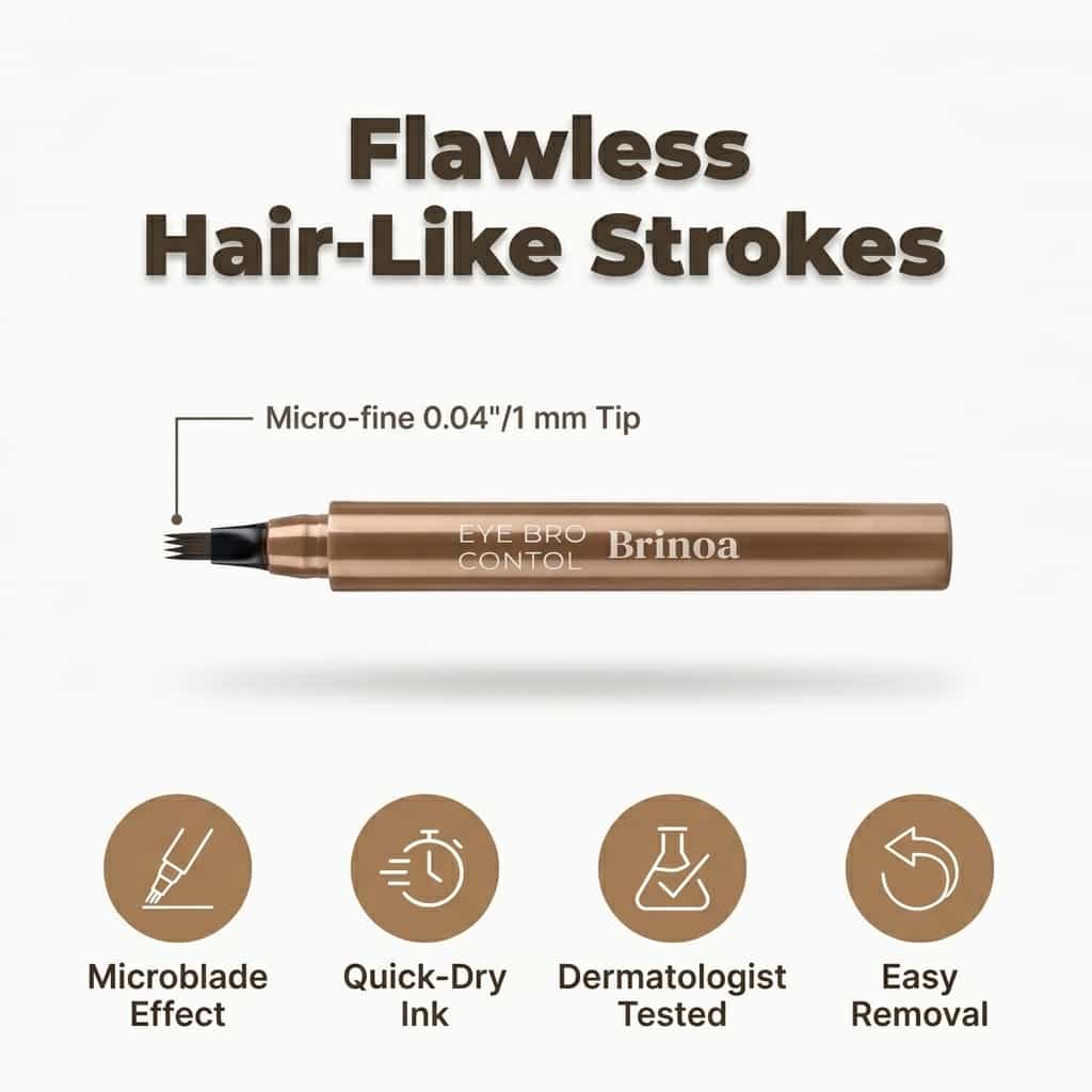 Arenzza waterproof microblading eyebrow pen with a sleek design, showcasing the smudge-proof 12-hour wear feature.