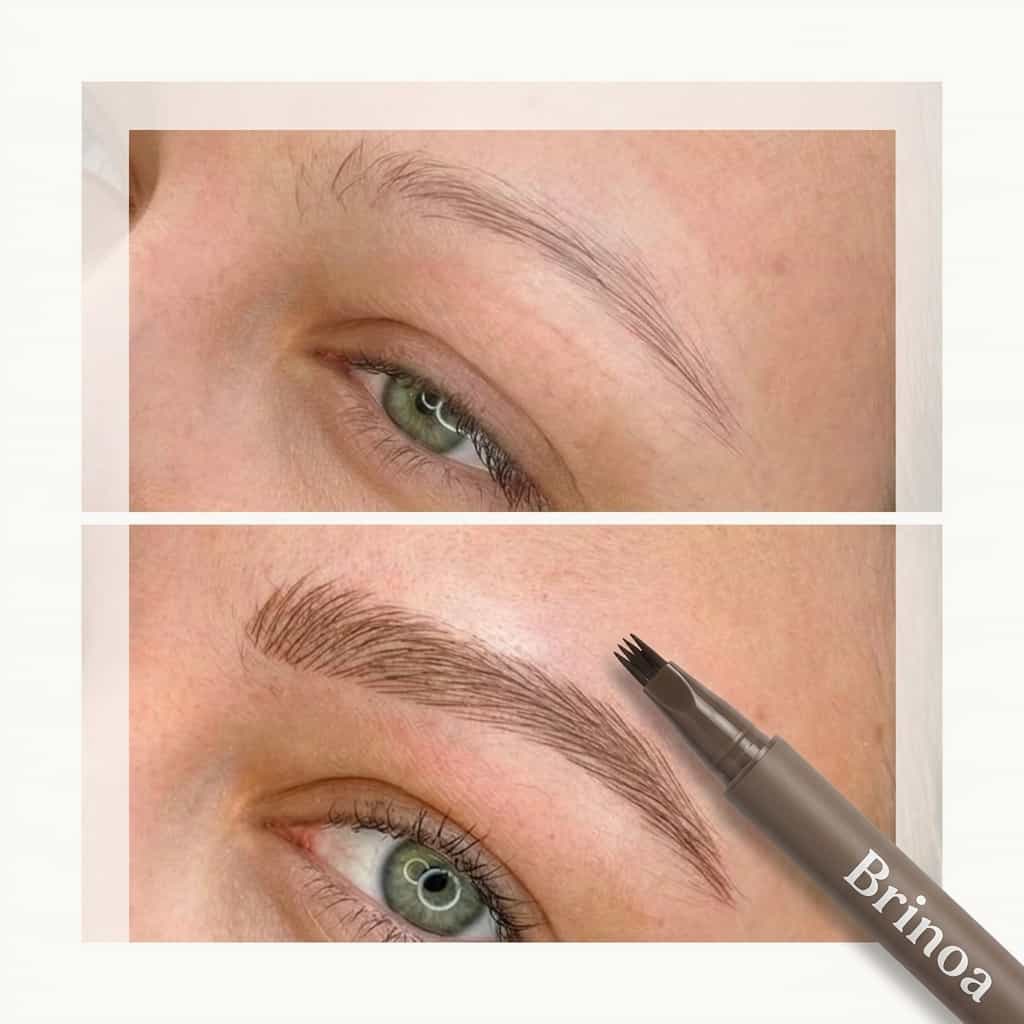 Aarenzza waterproof microblading eyebrow pen with smudge-proof 12-hour wear, featuring a precise applicator for natural-looking brows.