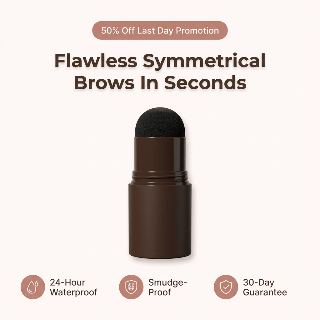 A close-up of Arenzza EasyBrow™ device showcasing perfectly symmetrical, natural-looking brows in a single minute.