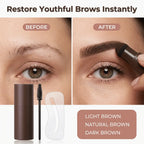 Arenzza EasyBrow™ brow design kit showing before and after images of symmetrical, perfectly shaped eyebrows.