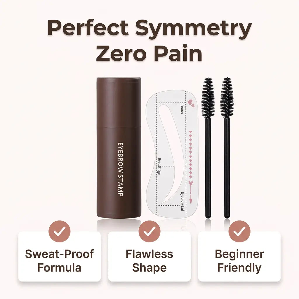 Aarenza EasyBrow™ innovative brow design kit with LED light for quick, symmetrical eyebrow shaping and grooming.