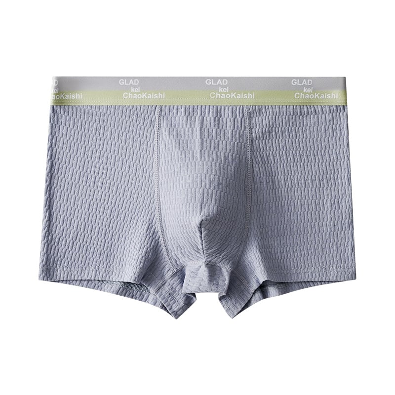 A pair of Arenzza men's boxer briefs made from breathable, antibacterial bubble cotton fabric, designed for comfort and moisture absorption.