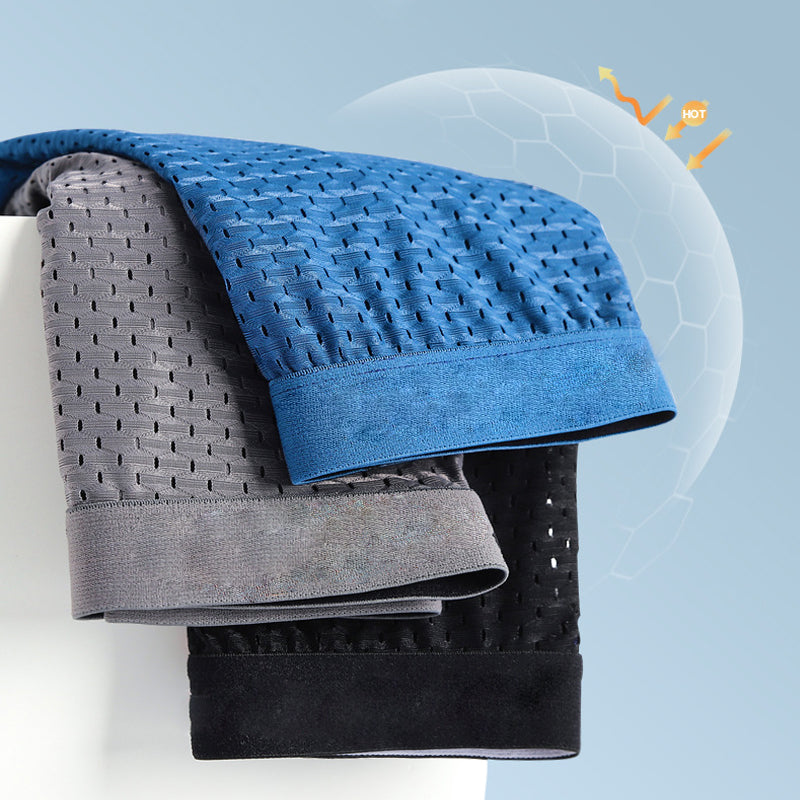 Men's breathable mesh boxer underwear by Arenzza, showcasing the lightweight, comfortable design and sporty fit.