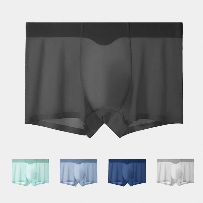 Men's ultra-thin traceless Ice Silk underwear by Arenzza, close-up of sleek, breathable fabric and seamless design for comfort.
