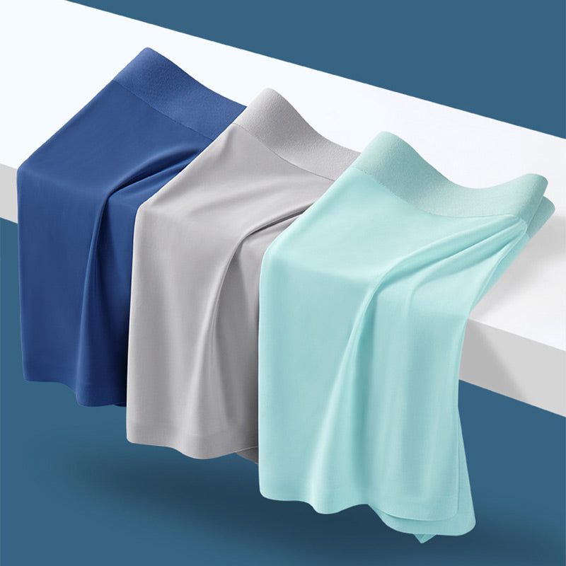 A pair of men's ultra-thin ice silk briefs underwear by Arenzza, showcasing smooth, seamless design and lightweight fabric.