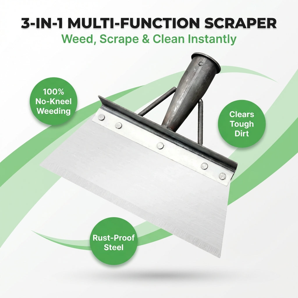 Arenzza multi-function cleaning scraper shovel with metal buttons, designed for effortless weeding and deep cleaning tasks.