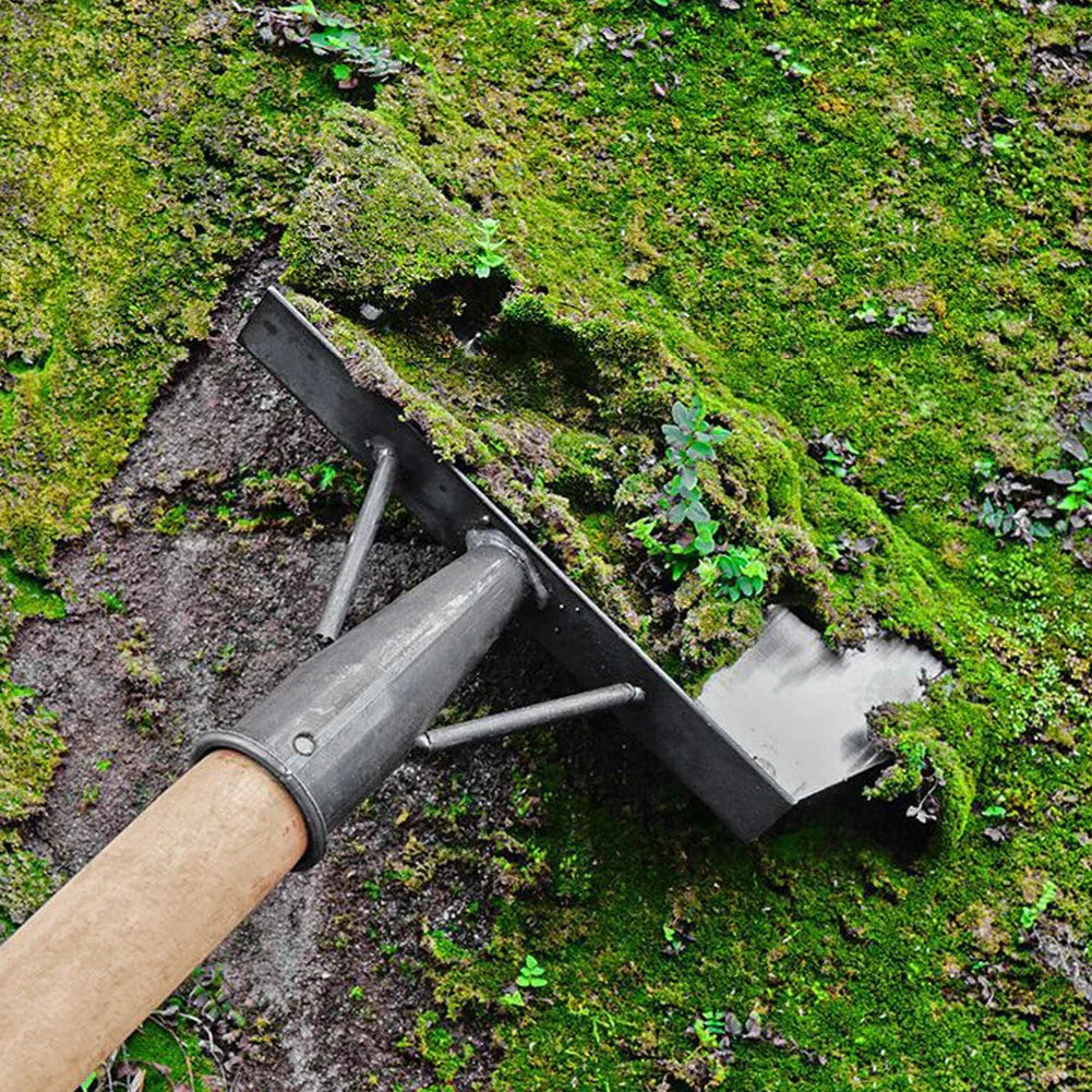 Arenzza multi-function metal scraper shovel for weeding and deep cleaning, featuring sturdy metal buttons and ergonomic design.