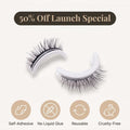 A pair of reusable Arenzza self-adhesive lashes with a natural look, shown on a clean background, ready for application.