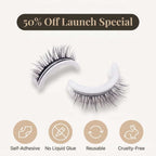 A pair of reusable Arenzza self-adhesive lashes with a natural look, shown on a clean background, ready for application.