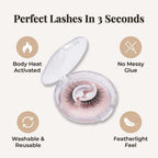 A pair of Arenzza reusable self-adhesive washable false eyelashes on a white background, showcasing their natural length and style.