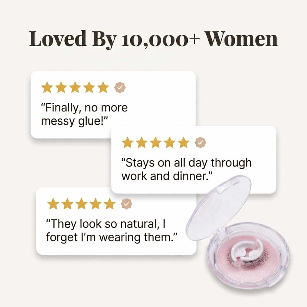 A pair of reusable self-adhesive lashes from Arenzza, washable and designed for easy application and long-lasting wear.
