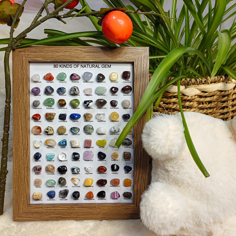 A collection of natural ore specimens from Arenzza, featuring 80 unique gemstone samples, perfect for gifts or collectibles.
