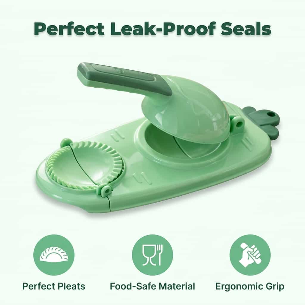 Arenzza Quick Dumpling Press Tool for making homemade dumplings with a stainless steel mold and comfortable handle.
