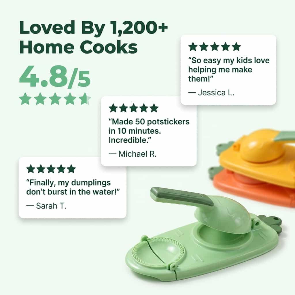 Arenzza quick dumpling press tool with a hand-held design for making homemade dumplings quickly and easily.