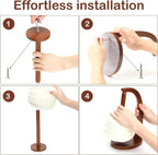 Arenzza wooden yarn holder with spinning mechanism, magnetic thread spool, and wool ball winder for knitting and crochet projects.