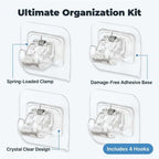 Set of nine Arenzza SmartGrip™ damage-free wall hooks with adhesive backing, shown in a bundled display for versatile home organization.
