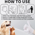 Arenzza pet wash-free wipes gloves for cleaning pets, showing the gloves with wipe material for easy, mess-free pet grooming.