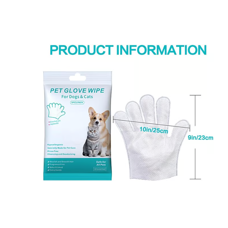 Arenzza pet wash-free wipes gloves for easy cleaning of pets, showing the gloves with wipe material on a white background.
