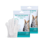 Arenzza pet wash-free wipes gloves for easy, convenient cleaning of pets, shown in a close-up image of the gloves.
