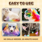 Arenzza non-toxic pet hair color dye in a colorful container, suitable for safe pet grooming and styling.