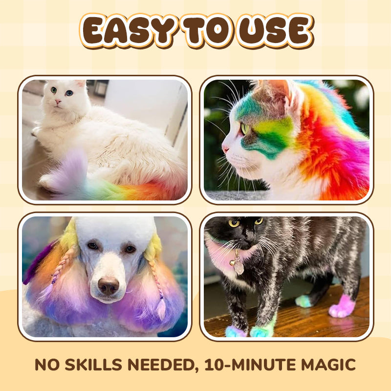 Arenzza non-toxic pet hair color dye in a colorful container, suitable for safe pet grooming and styling.