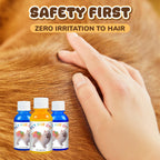 Aarenza non-toxic pet hair color dye for pets, showing a colorful container of pet-safe hair dye in a pet supplies setting.