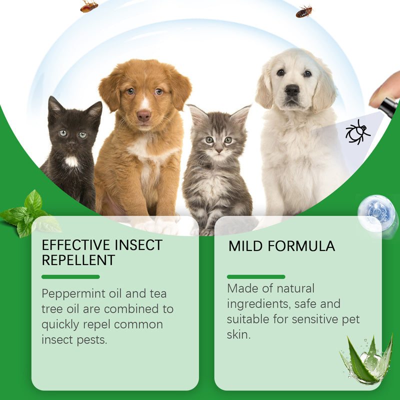 Aarenza Natural Flea and Tick Spray for Dogs and Cats in a spray bottle, designed for pet flea and tick prevention.