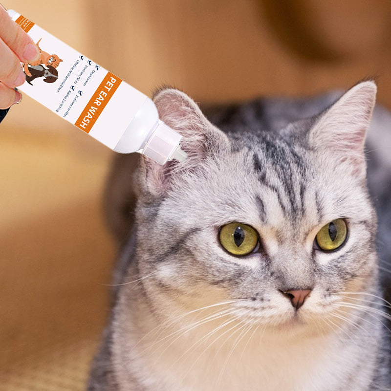 Arenzza ear cleaner for dogs and cats, pet supplies showing a bottle of ear cleaning solution with a pet-friendly design.