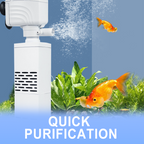 Arenzza Fish Tank 3-in-1 filter showing filtration, oxygenation, and water pumping components for aquarium maintenance.