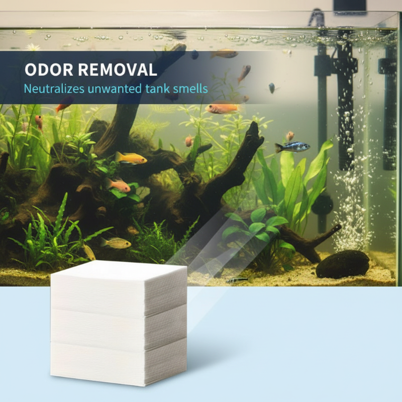 Arenzza Aquarium Water Clarifying Sheets for pet tanks, showing the product packaging with sheets designed to clear aquarium water.