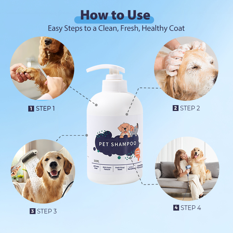 Arenzza Gentle Fresh All-in-One Pet Shampoo bottle with labels, suitable for cleaning and refreshing pets.