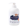 Arenzza Gentle Fresh All-in-One Pet Shampoo bottle with label, ideal for pet cleaning and grooming, in a natural setting.