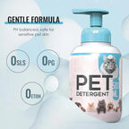 Aarenza Waterless Cleansing Shampoo for Dogs and Cats, pet grooming product in a bottle with pump dispenser.