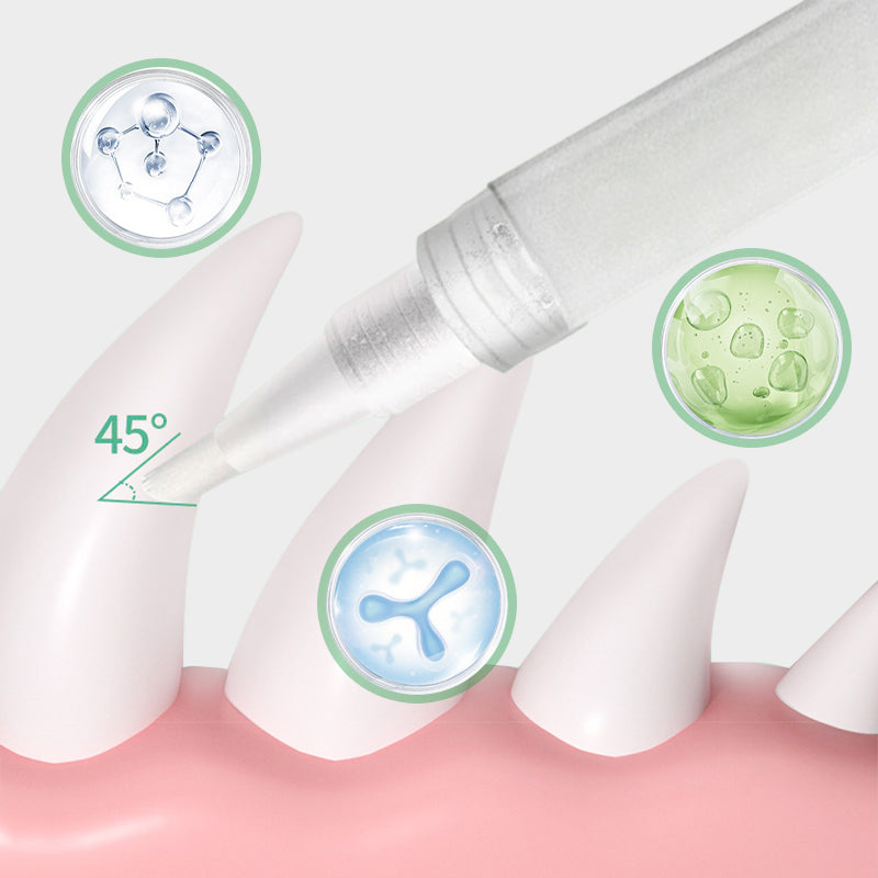 Arenzza pet teeth cleaning pen for fresh breath and whitening, showing the pen with pet dental care product in a pet supplies setting.