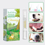 Arenzza pet teeth cleaning pen for whitening and freshening pet’s breath, with a white and blue design and applicator tip visible.