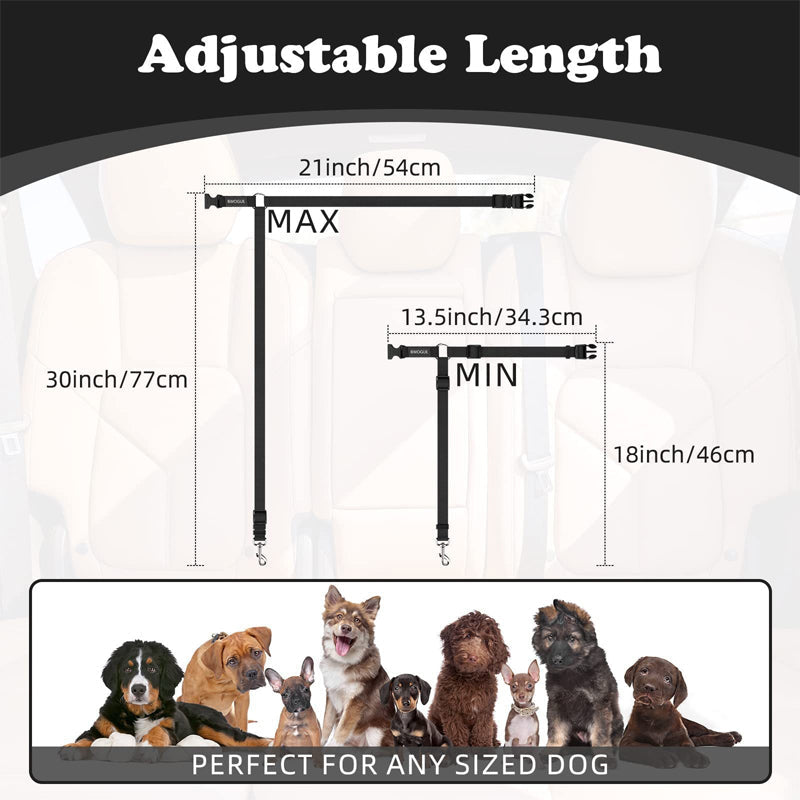 Arenzza 2-in-1 dog car seat belt and walking leash, adjustable pet safety harness for car travel and outdoor walks.