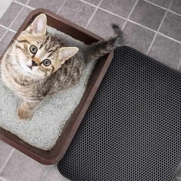 Arenzza non-slip cat litter mat, pet supplies with textured surface to catch litter, durable and easy to clean for cats.