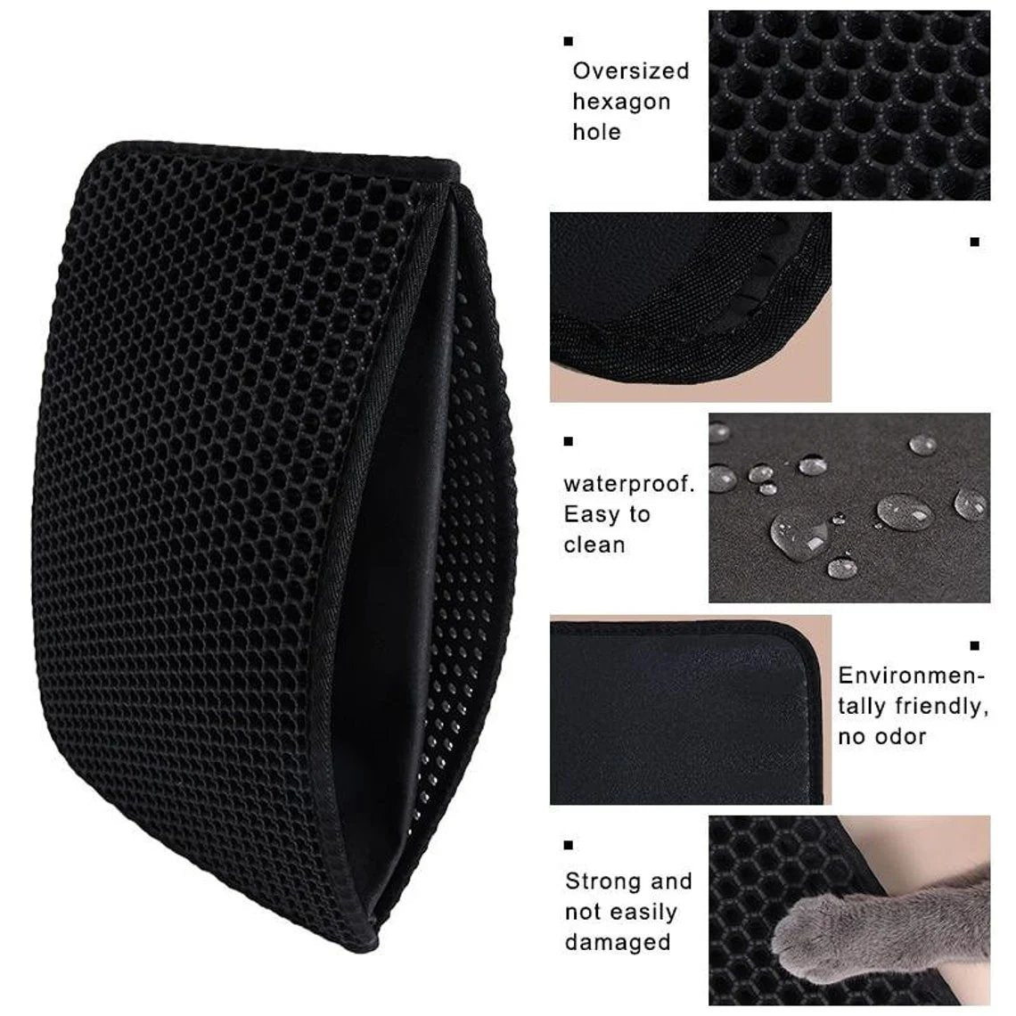 Arenzza non-slip cat litter mat with textured surface to trap litter, designed for pet supplies and easy cleaning.