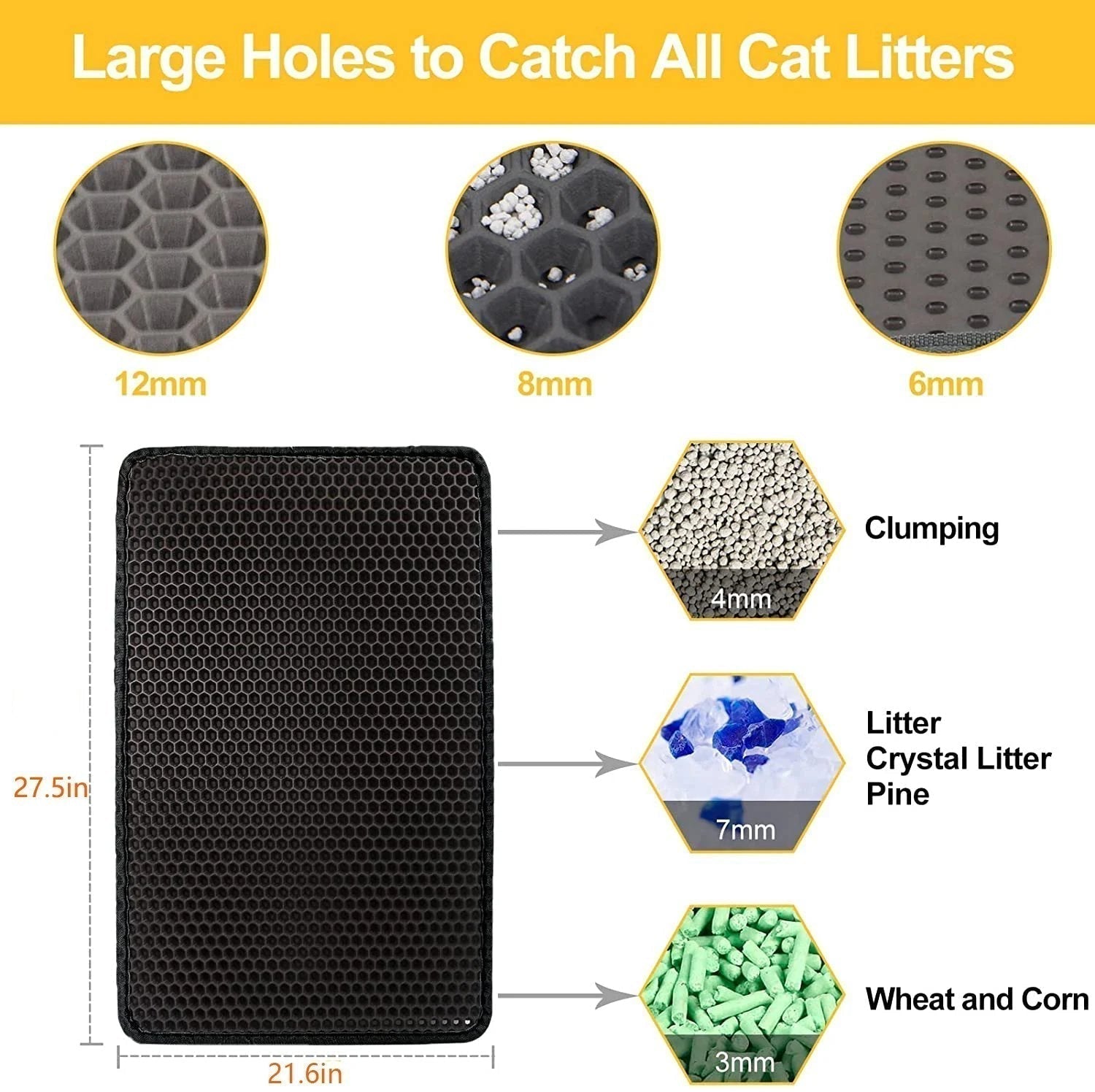 Arenzza non-slip cat litter mat with textured surface to catch litter, designed for pet supplies and indoor cat care.