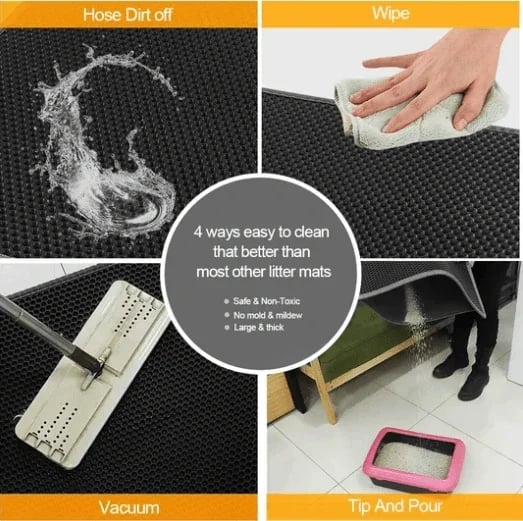 Arenzza non-slip cat litter mat with textured surface to catch litter, designed for pet supplies and easy cleaning.